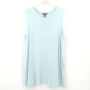 Eileen Fisher Fine Jersey Crew Neck Tank Top Womens Size Large Blue Quiet Luxury